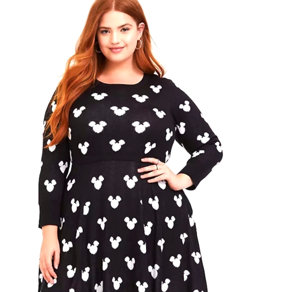 - Black and white Mickey mouse print sweater dress.